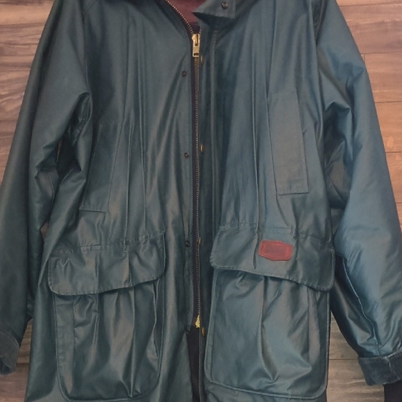 Vintage Woolrich Waxed Parka Barn Jacket Green Plaid Lined XL USA Made - Picture 4 of 9